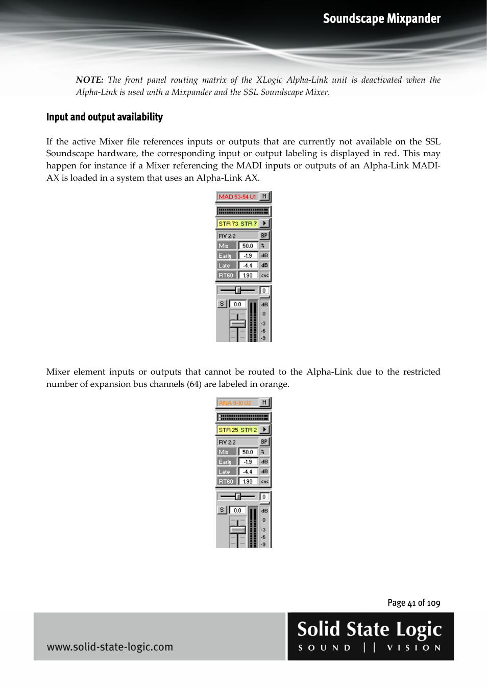 Soundscape mixpander | Solid State Logic Soundscape Mixer User Manual | Page 41 / 109