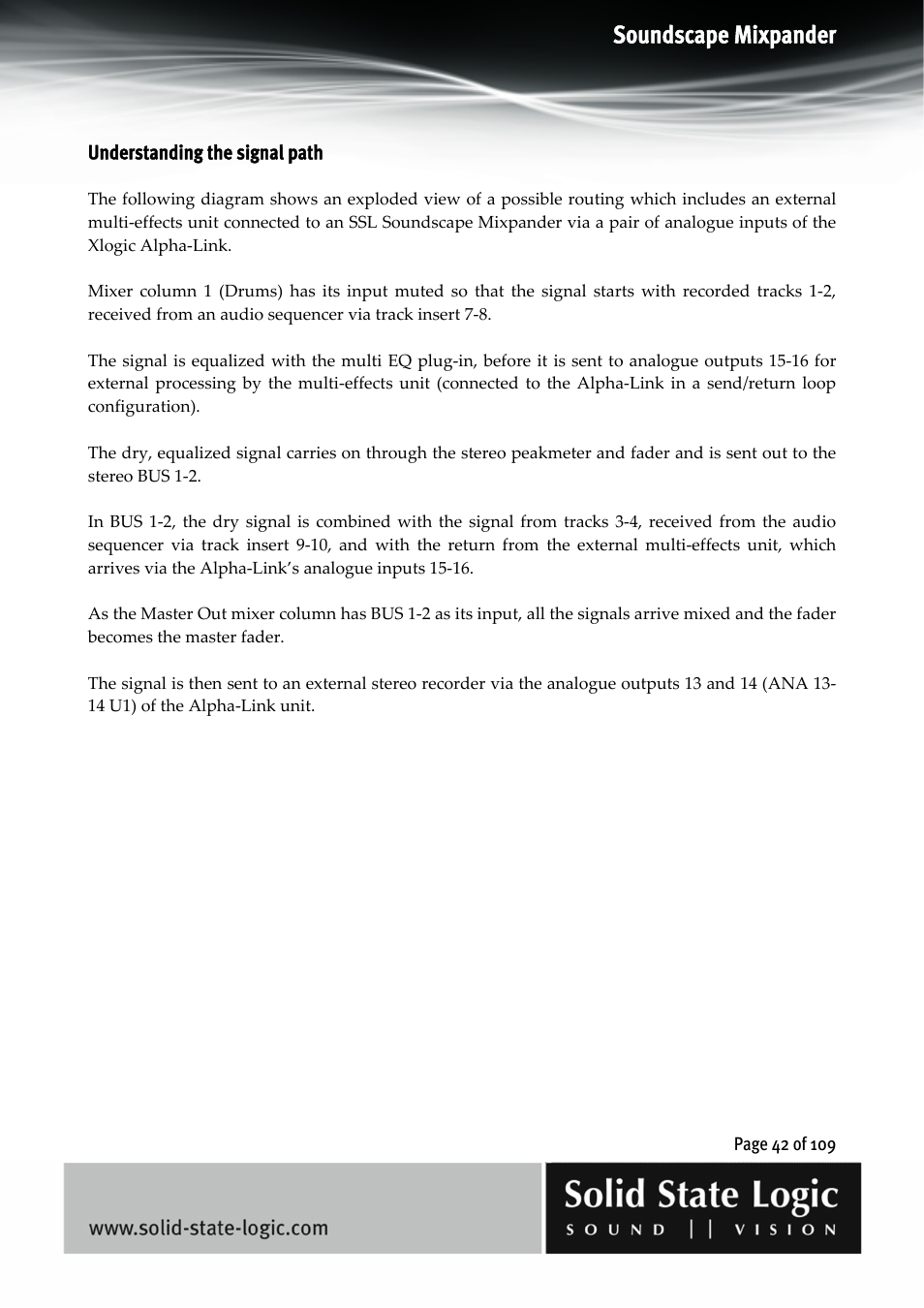 Soundscape mixpander | Solid State Logic Soundscape Mixer User Manual | Page 42 / 109