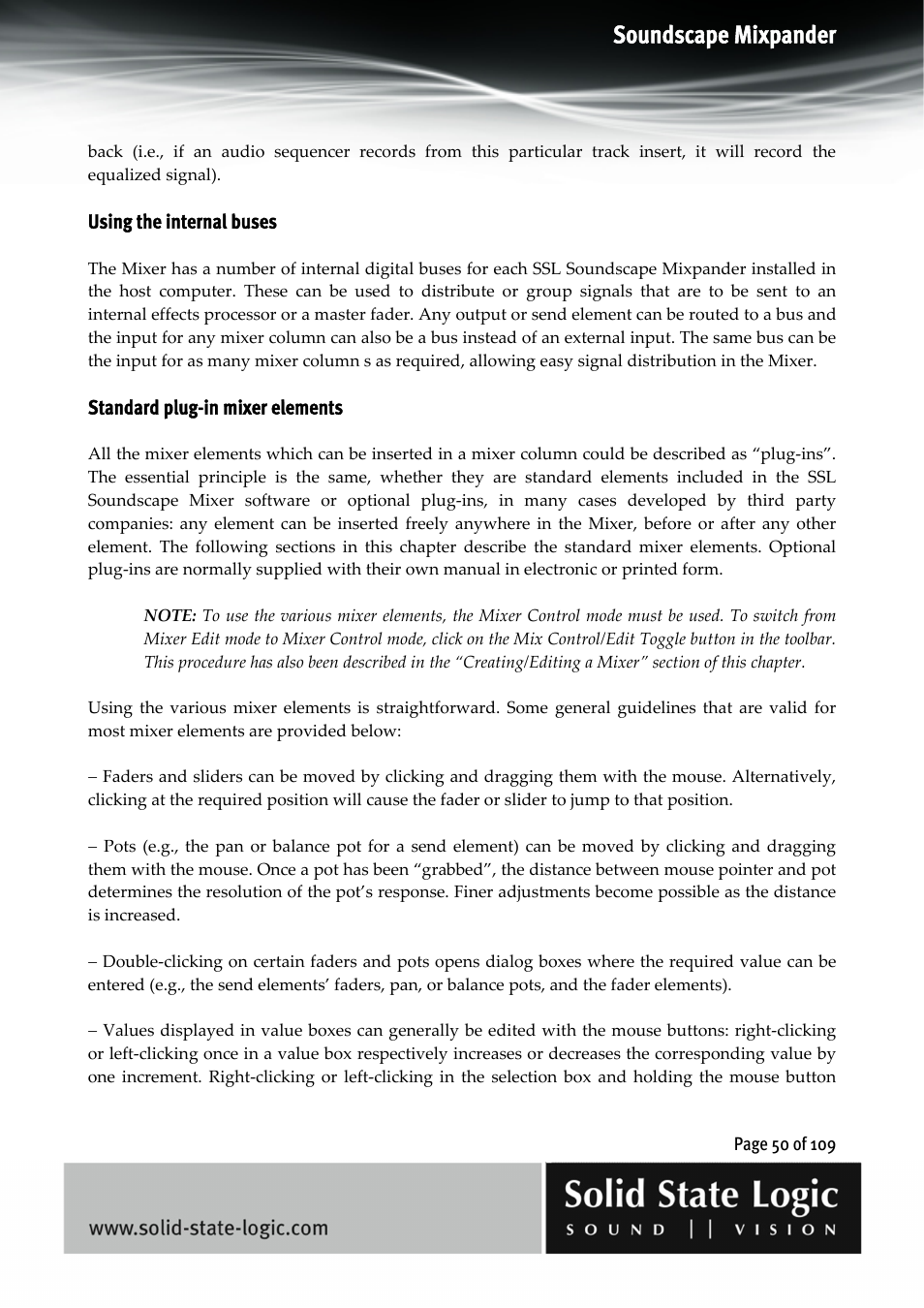 Soundscape mixpander | Solid State Logic Soundscape Mixer User Manual | Page 50 / 109