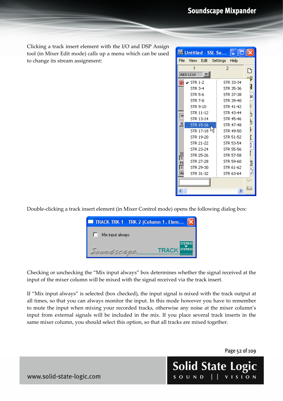 Soundscape mixpander | Solid State Logic Soundscape Mixer User Manual | Page 52 / 109