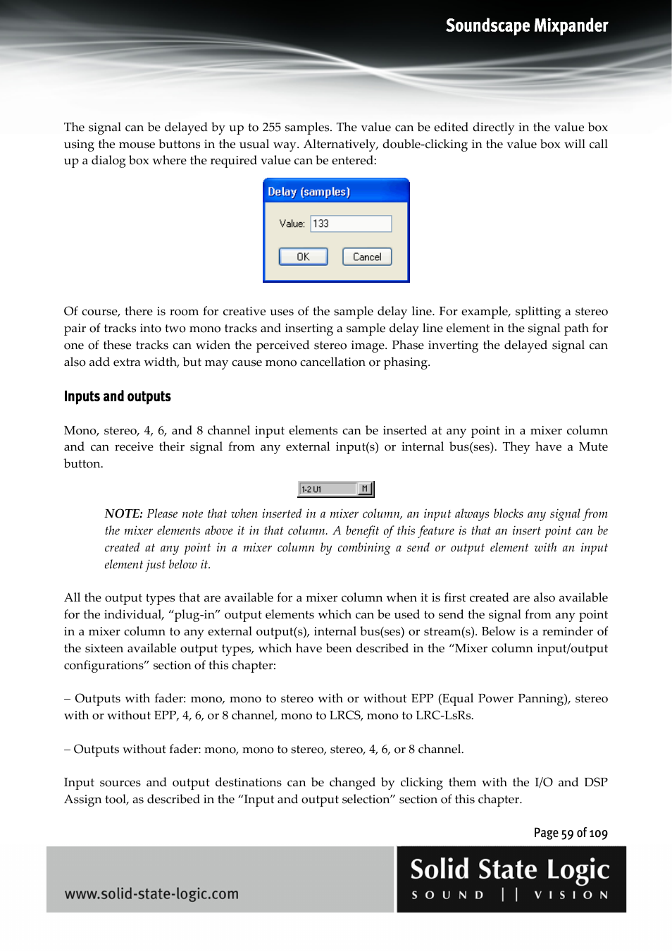 Soundscape mixpander | Solid State Logic Soundscape Mixer User Manual | Page 59 / 109