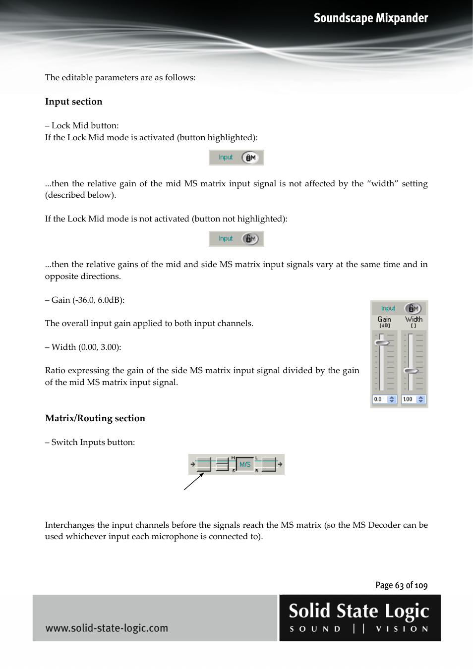 Soundscape mixpander | Solid State Logic Soundscape Mixer User Manual | Page 63 / 109