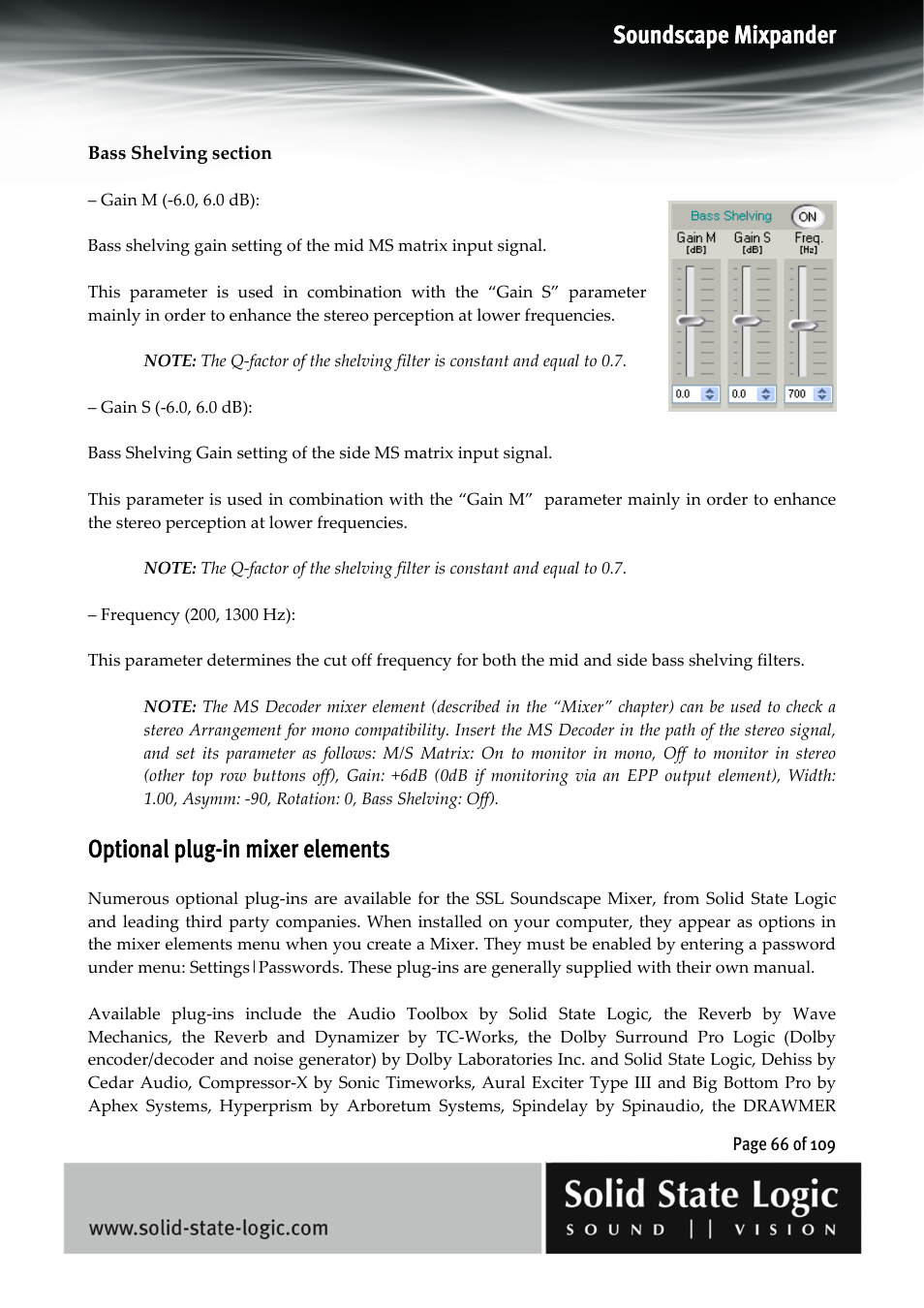 Soundscape mixpander, Optional plug-in mixer elements | Solid State Logic Soundscape Mixer User Manual | Page 66 / 109