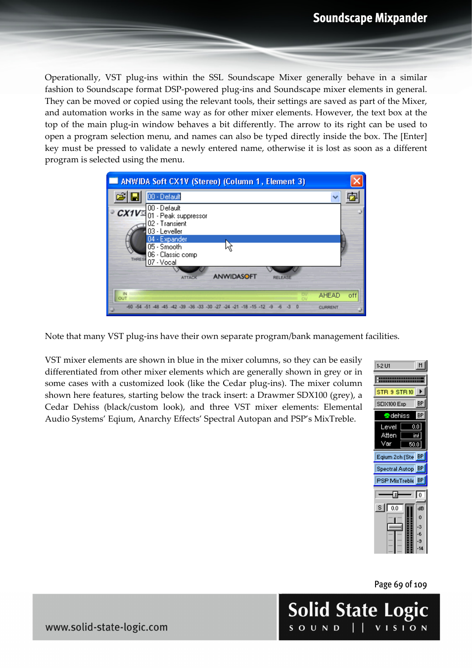 Soundscape mixpander | Solid State Logic Soundscape Mixer User Manual | Page 69 / 109