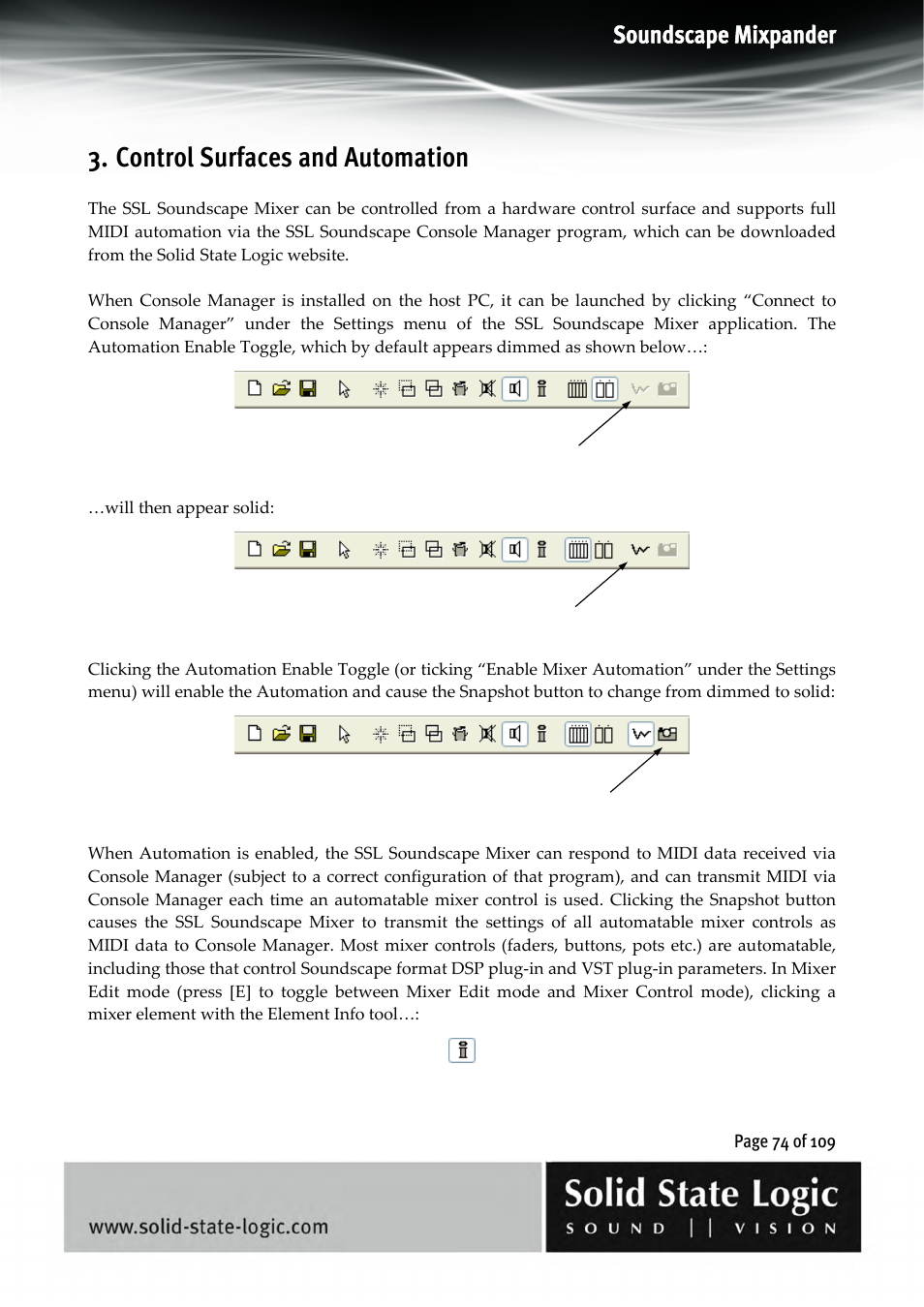 Control surfaces and automation, Soundscape mixpander | Solid State Logic Soundscape Mixer User Manual | Page 74 / 109