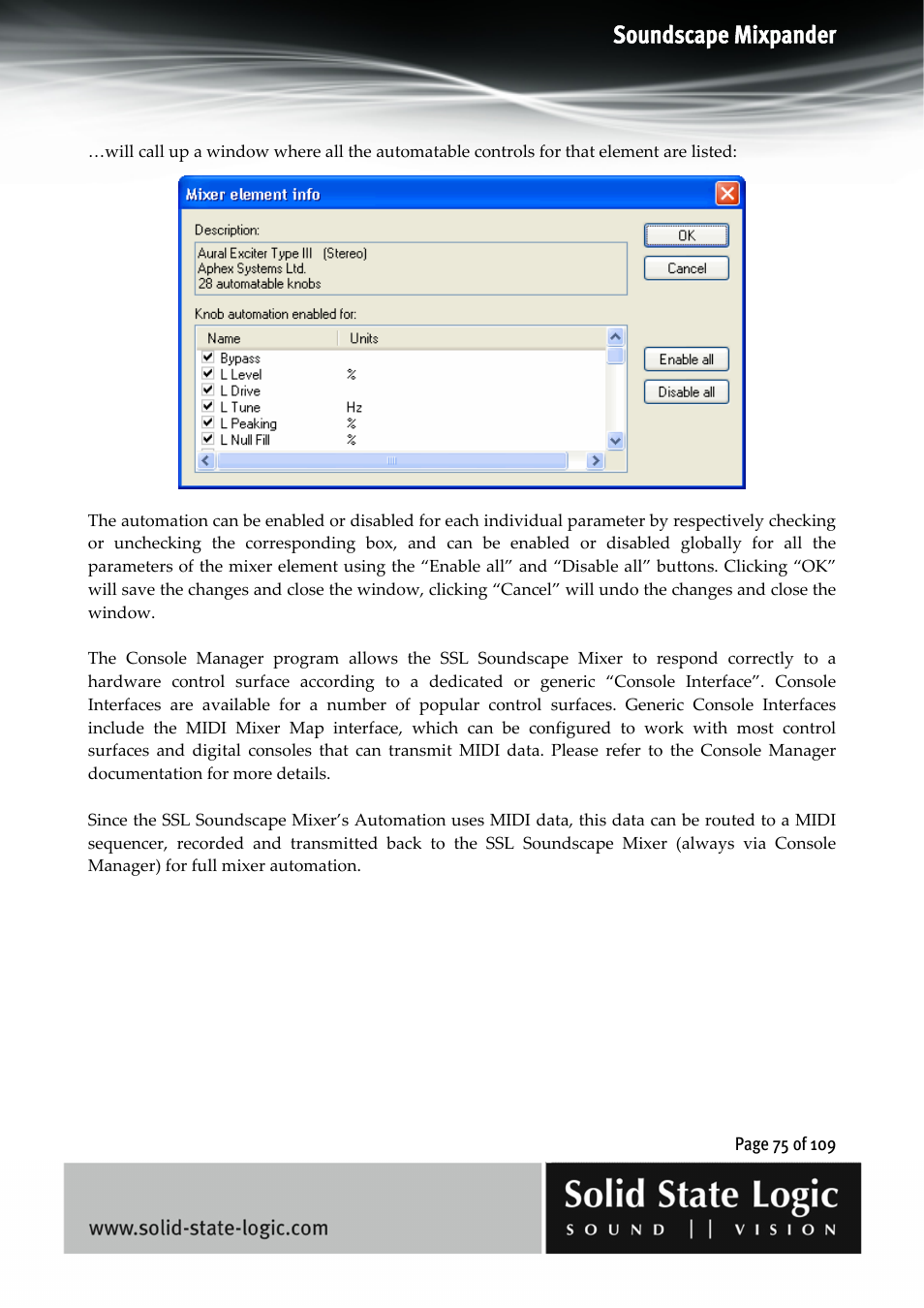 Soundscape mixpander | Solid State Logic Soundscape Mixer User Manual | Page 75 / 109