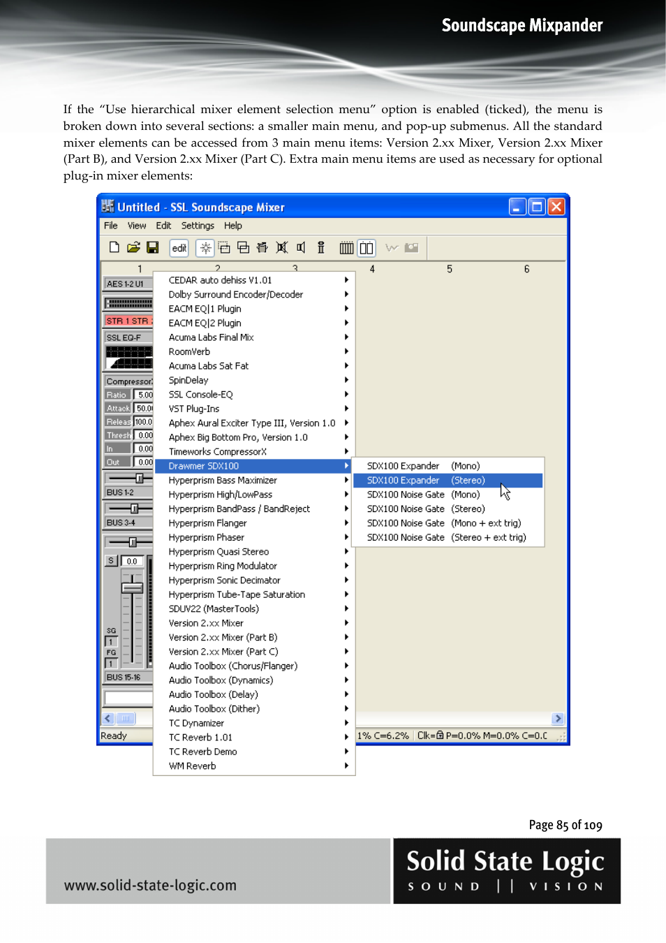 Soundscape mixpander | Solid State Logic Soundscape Mixer User Manual | Page 85 / 109