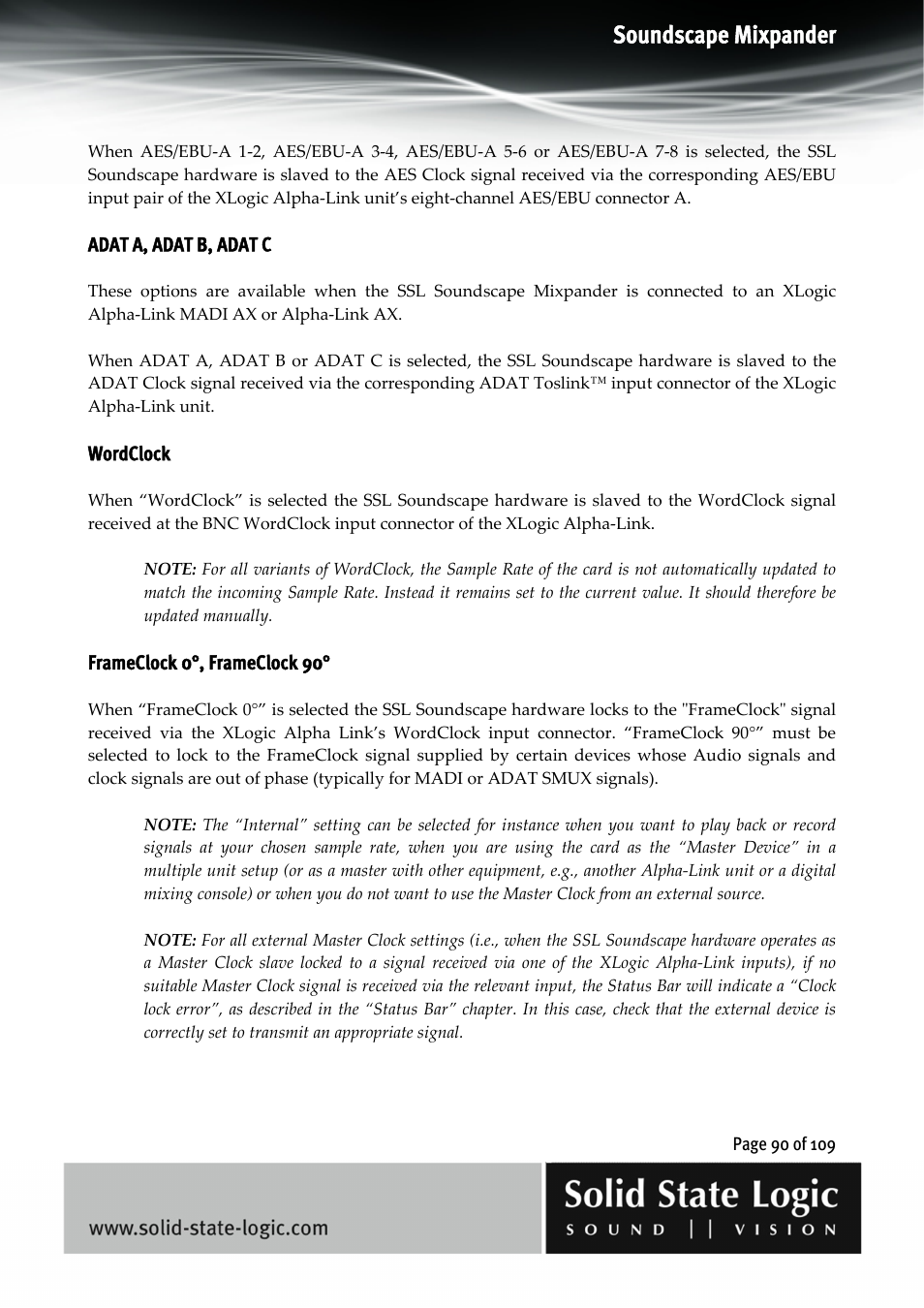 Soundscape mixpander | Solid State Logic Soundscape Mixer User Manual | Page 90 / 109