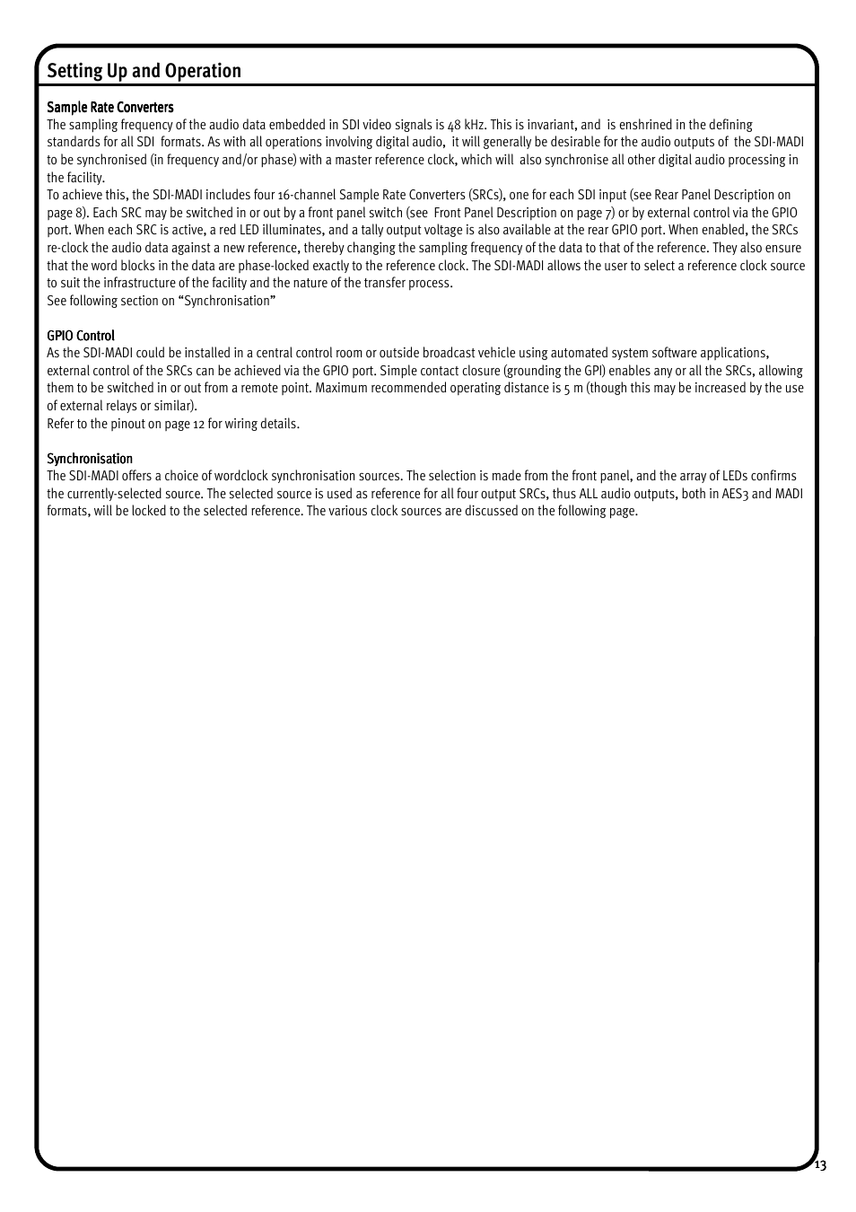 Setting up and operation | Solid State Logic AMETRIX 1266 User Manual | Page 13 / 16