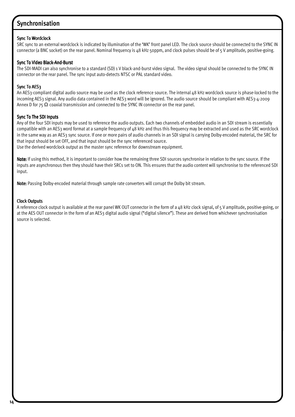 Synchronisation | Solid State Logic AMETRIX 1266 User Manual | Page 14 / 16