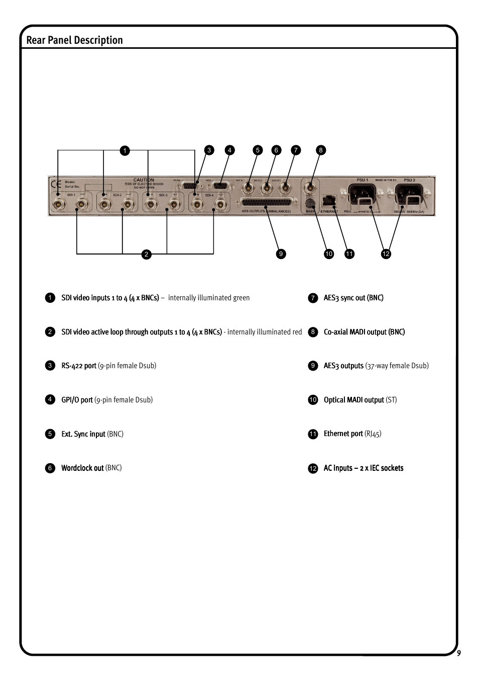Rear panel description | Solid State Logic AMETRIX 1266 User Manual | Page 9 / 16