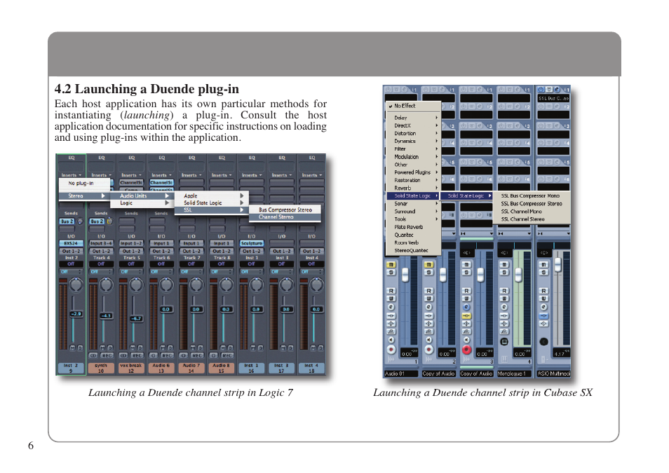 2 launching a duende plug-in | Solid State Logic DUENDE 82S6MC060A User Manual | Page 10 / 28