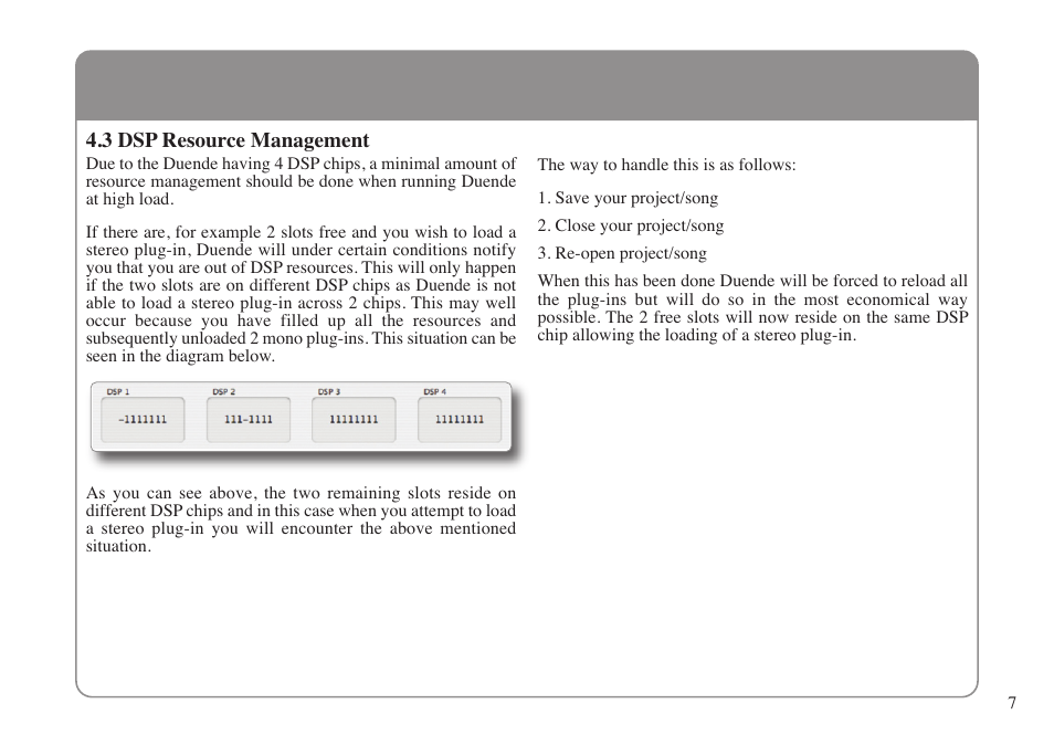 3 dsp resource management | Solid State Logic DUENDE 82S6MC060A User Manual | Page 11 / 28