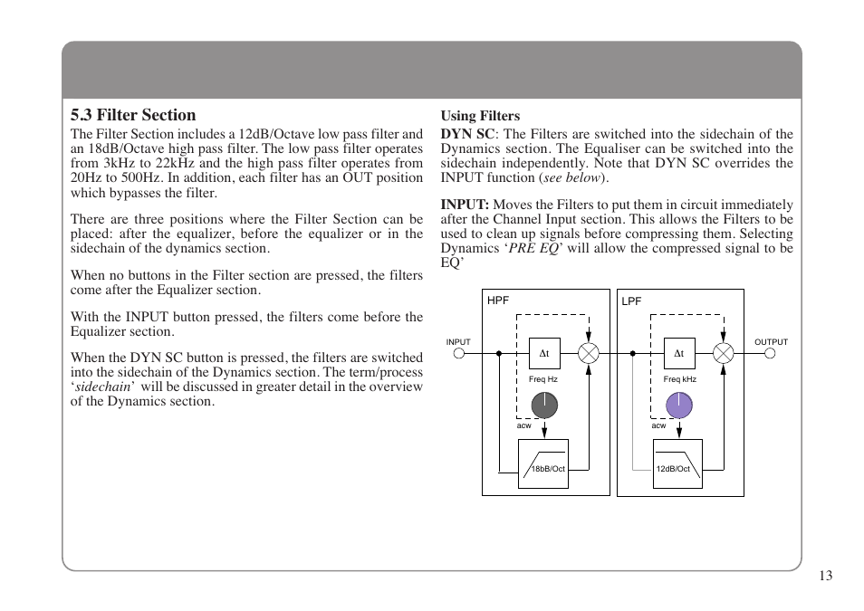 3 filter section | Solid State Logic DUENDE 82S6MC060A User Manual | Page 17 / 28