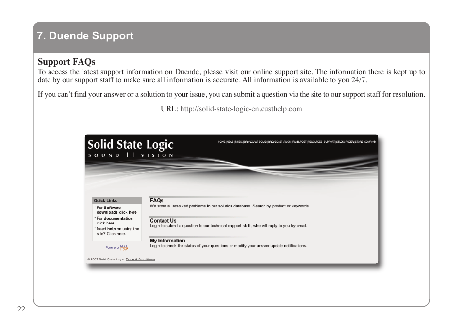 Duende support | Solid State Logic DUENDE 82S6MC060A User Manual | Page 26 / 28