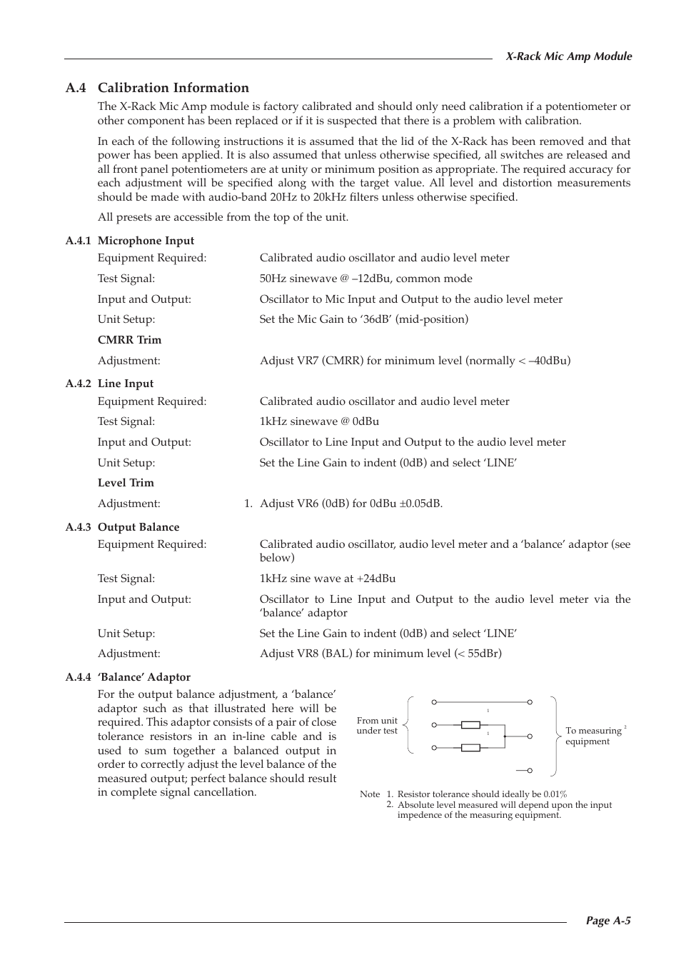 A.4 calibration information | Solid State Logic 82S6XR0A0B User Manual | Page 7 / 8