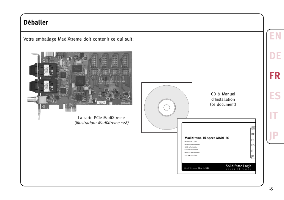 En de fr es it jp, Déballer | Solid State Logic MadiXtreme MADI I/O User Manual | Page 17 / 40