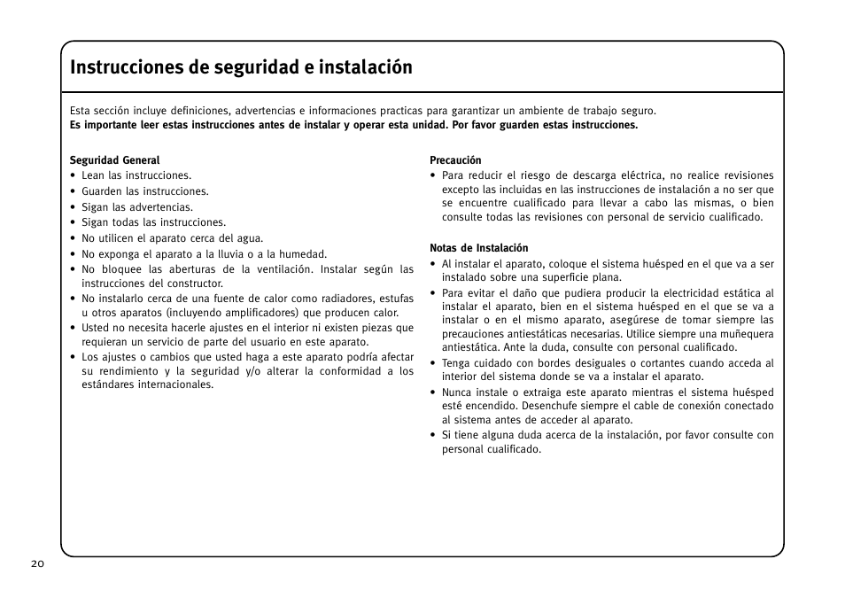 Instrucciones de seguridad e instalación | Solid State Logic MadiXtreme MADI I/O User Manual | Page 22 / 40