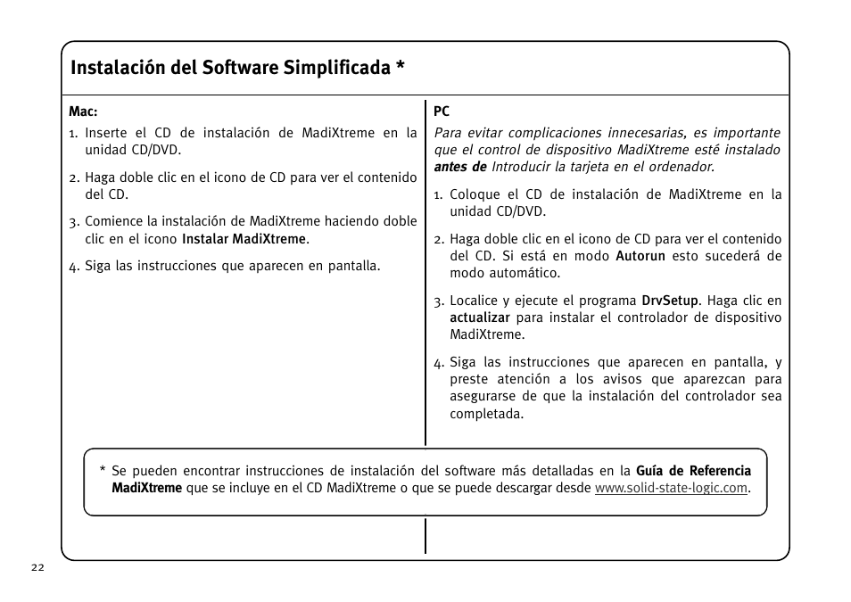 Instalación del software simplificada | Solid State Logic MadiXtreme MADI I/O User Manual | Page 24 / 40