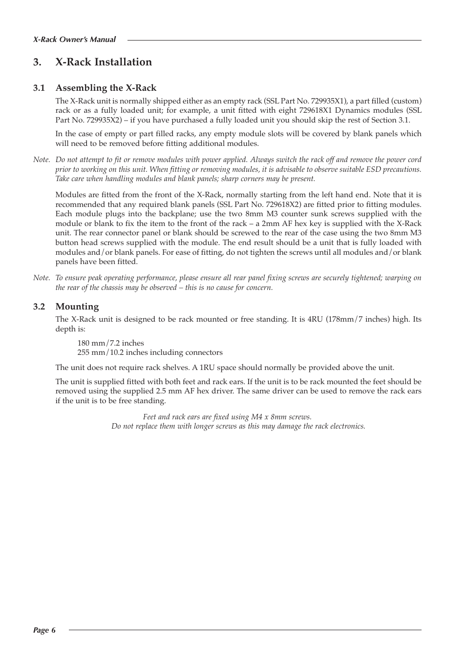X-rack installation | Solid State Logic X-Logic Series User Manual | Page 10 / 58