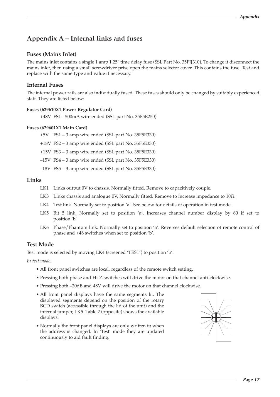 Appendix a – internal links and fuses | Solid State Logic 82S6XL020E User Manual | Page 21 / 32