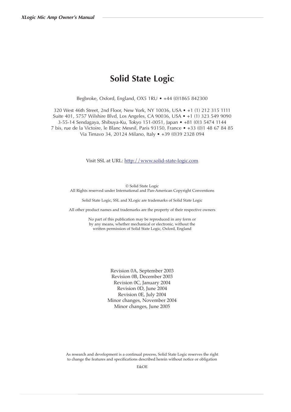 Solid state logic | Solid State Logic 82S6XL020E User Manual | Page 4 / 32