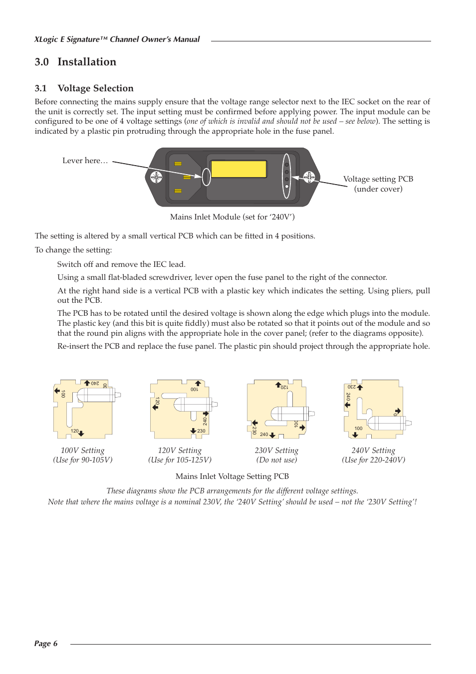 0 installation, 1 voltage selection | Solid State Logic 82S6XL090A User Manual | Page 10 / 30