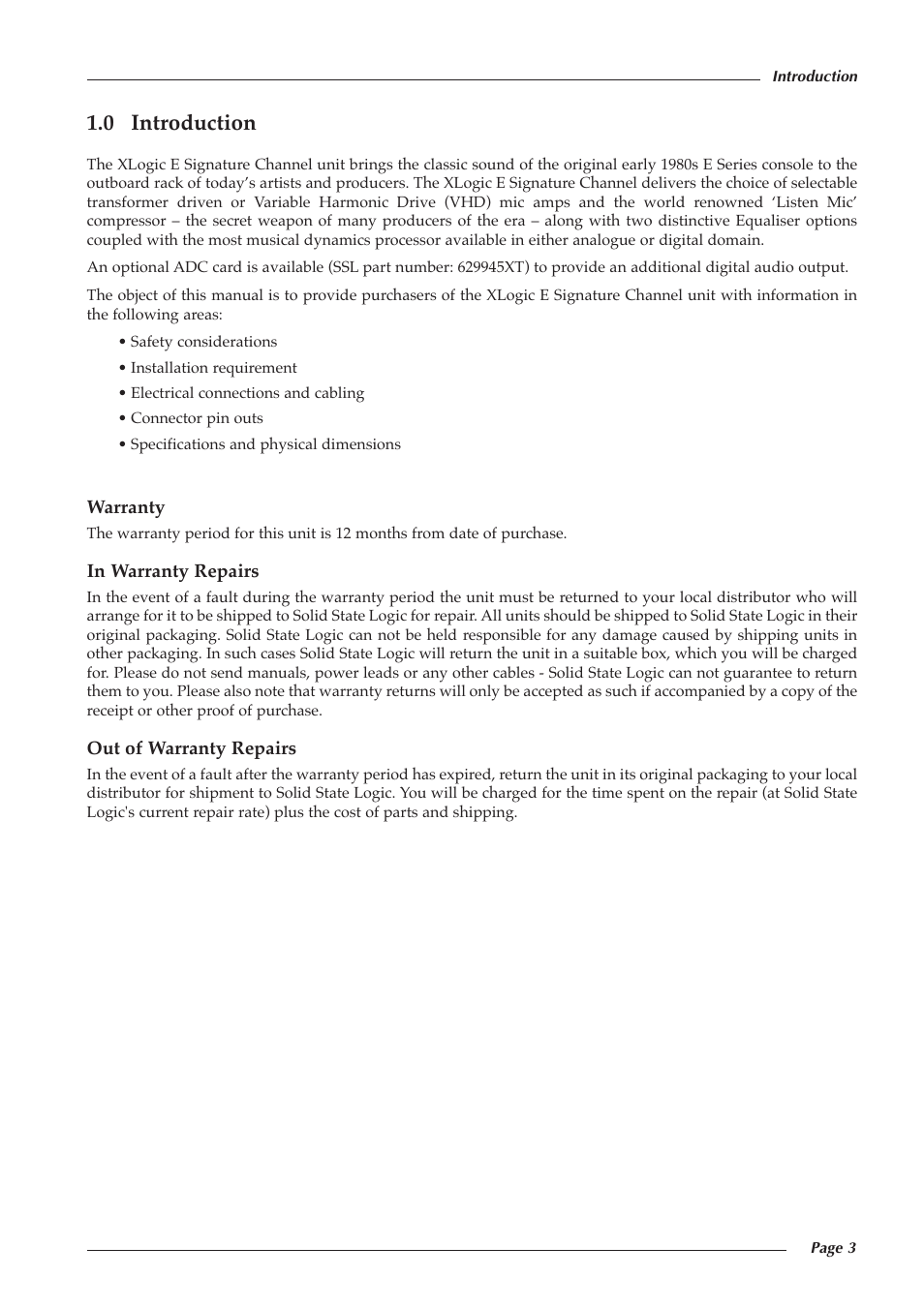 0 introduction | Solid State Logic 82S6XL090A User Manual | Page 7 / 30