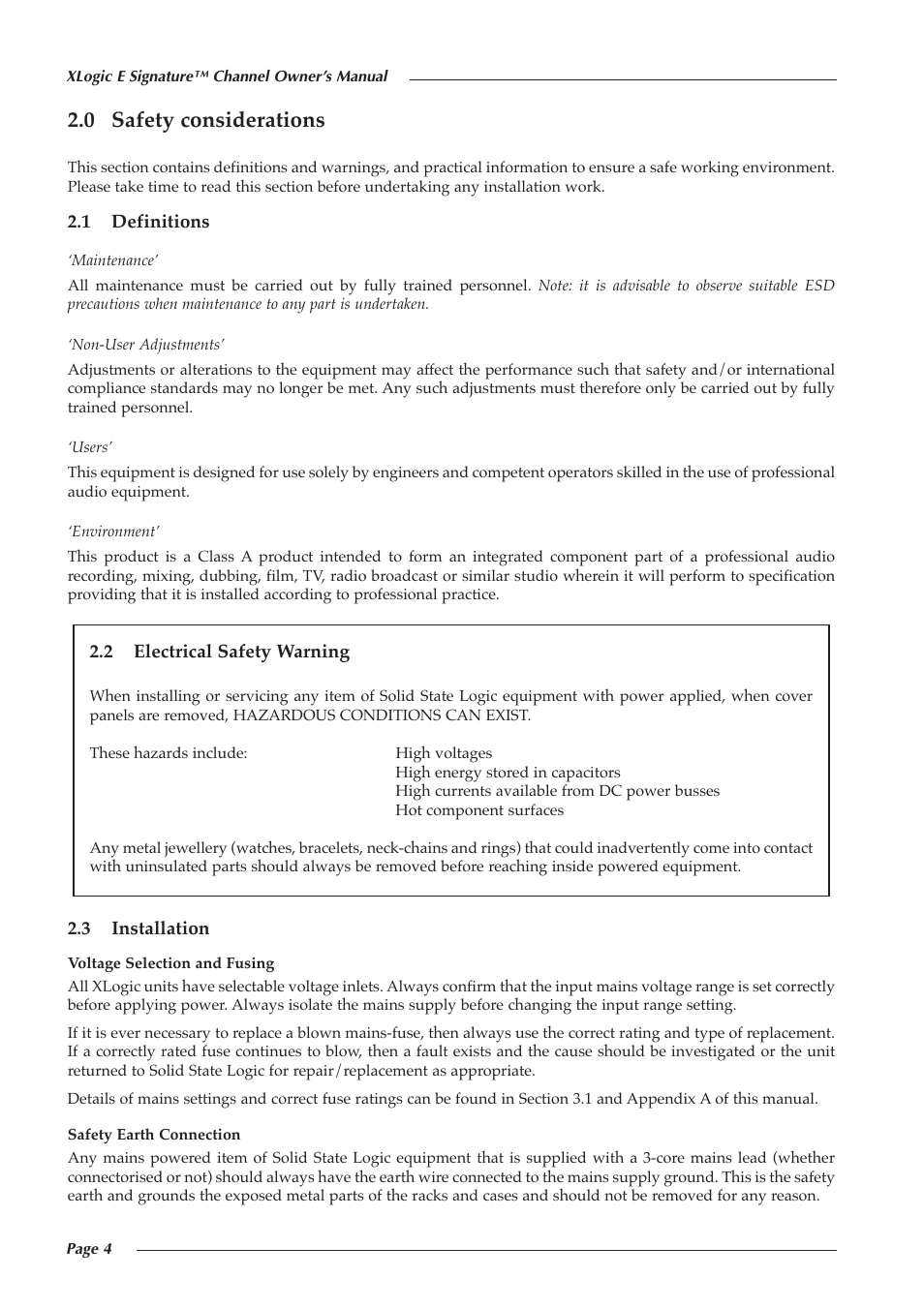 0 safety considerations | Solid State Logic 82S6XL090A User Manual | Page 8 / 30