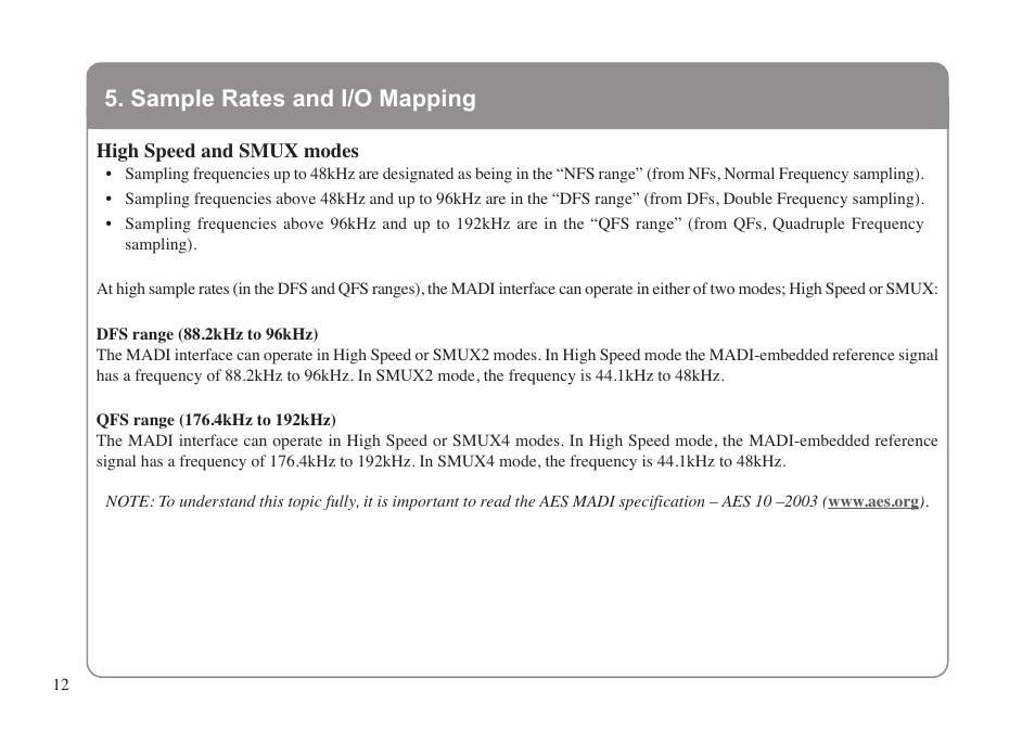 High speed and smux modes, Sample rates and i/o mapping | Solid State Logic XLogic Delta LINK MADI HD User Manual | Page 16 / 32