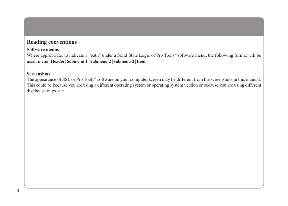 Reading conventions | Solid State Logic XLogic Delta LINK MADI HD User Manual | Page 8 / 32