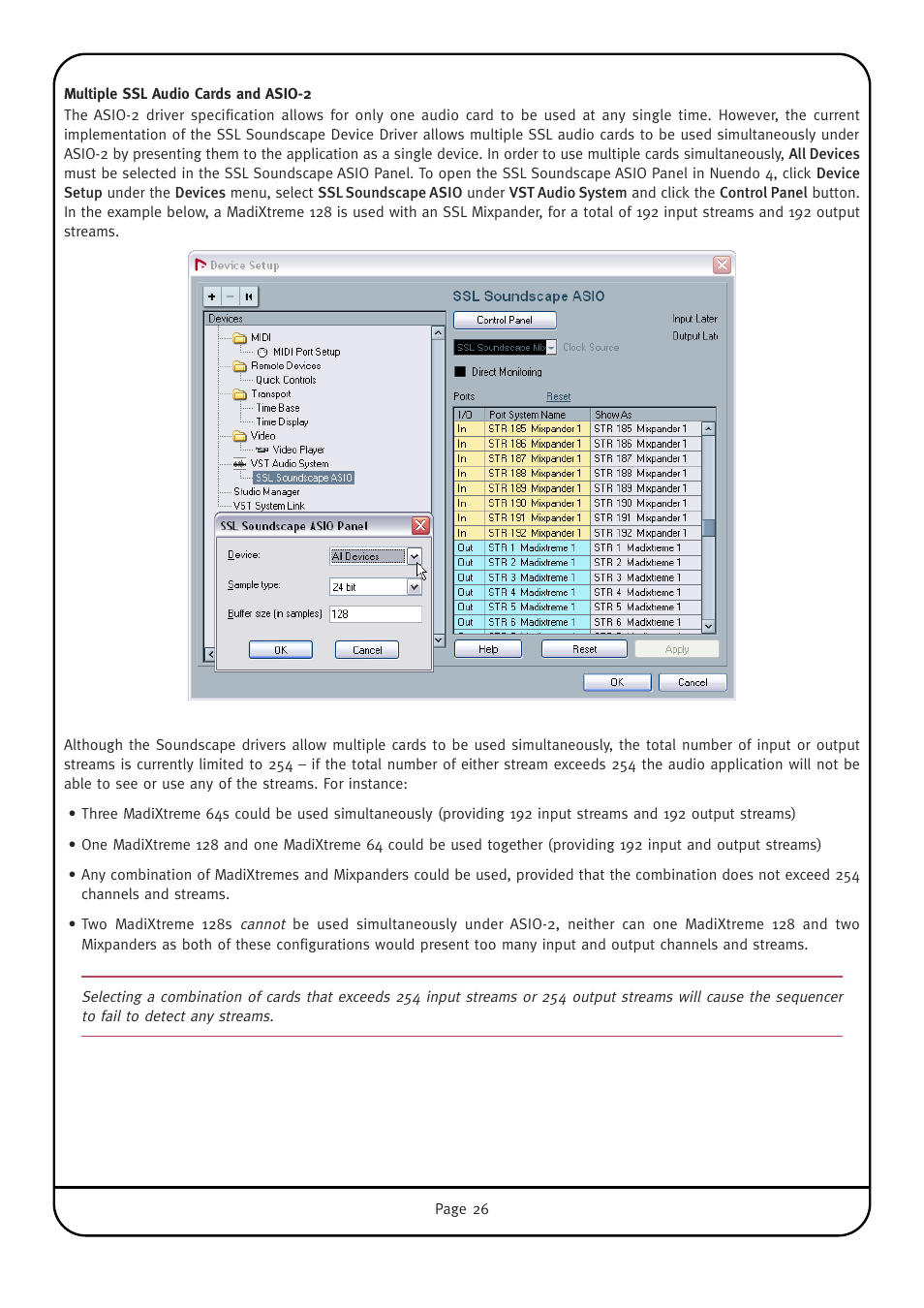 Multiple ssl audio cards and asio-2 | Solid State Logic Multichannel Digital Audio Interface MadiXtreme User Manual | Page 32 / 52