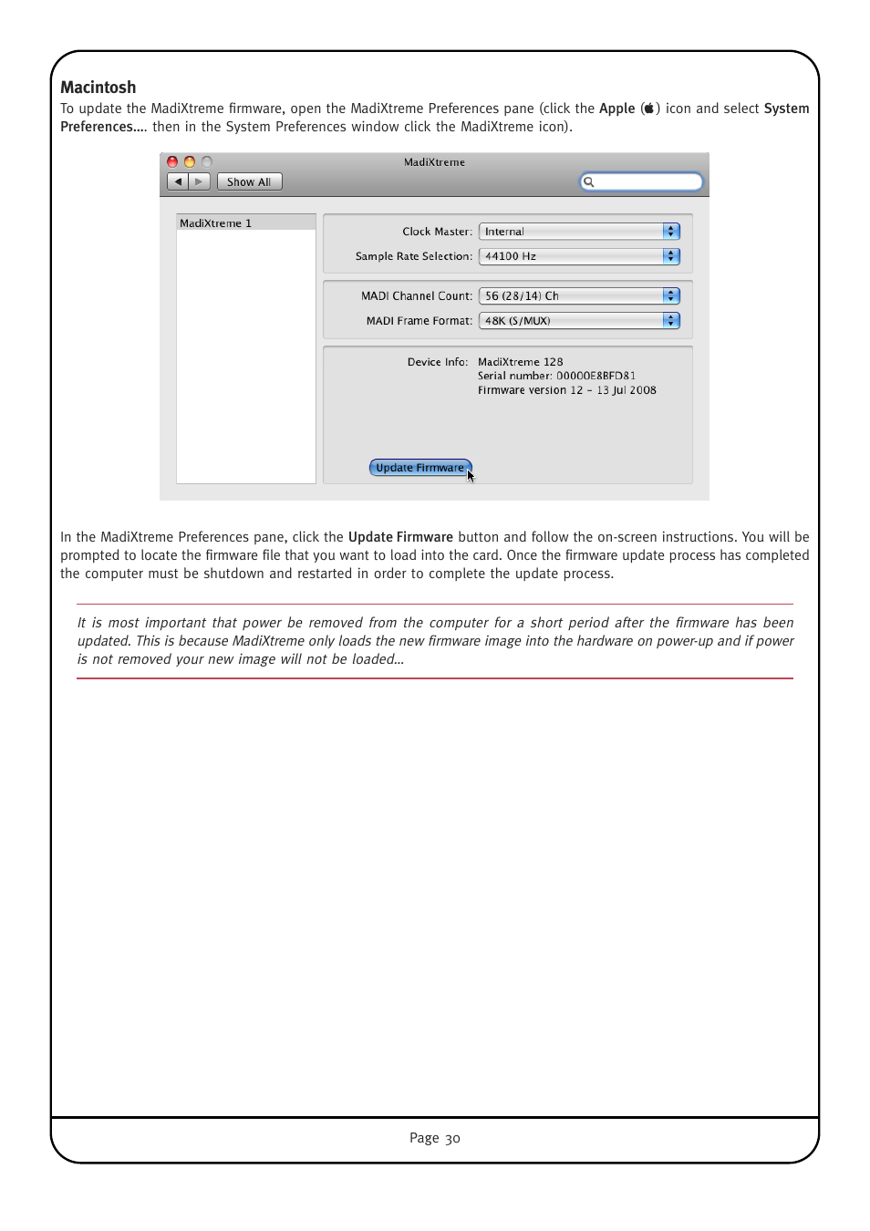 Macintosh | Solid State Logic Multichannel Digital Audio Interface MadiXtreme User Manual | Page 36 / 52