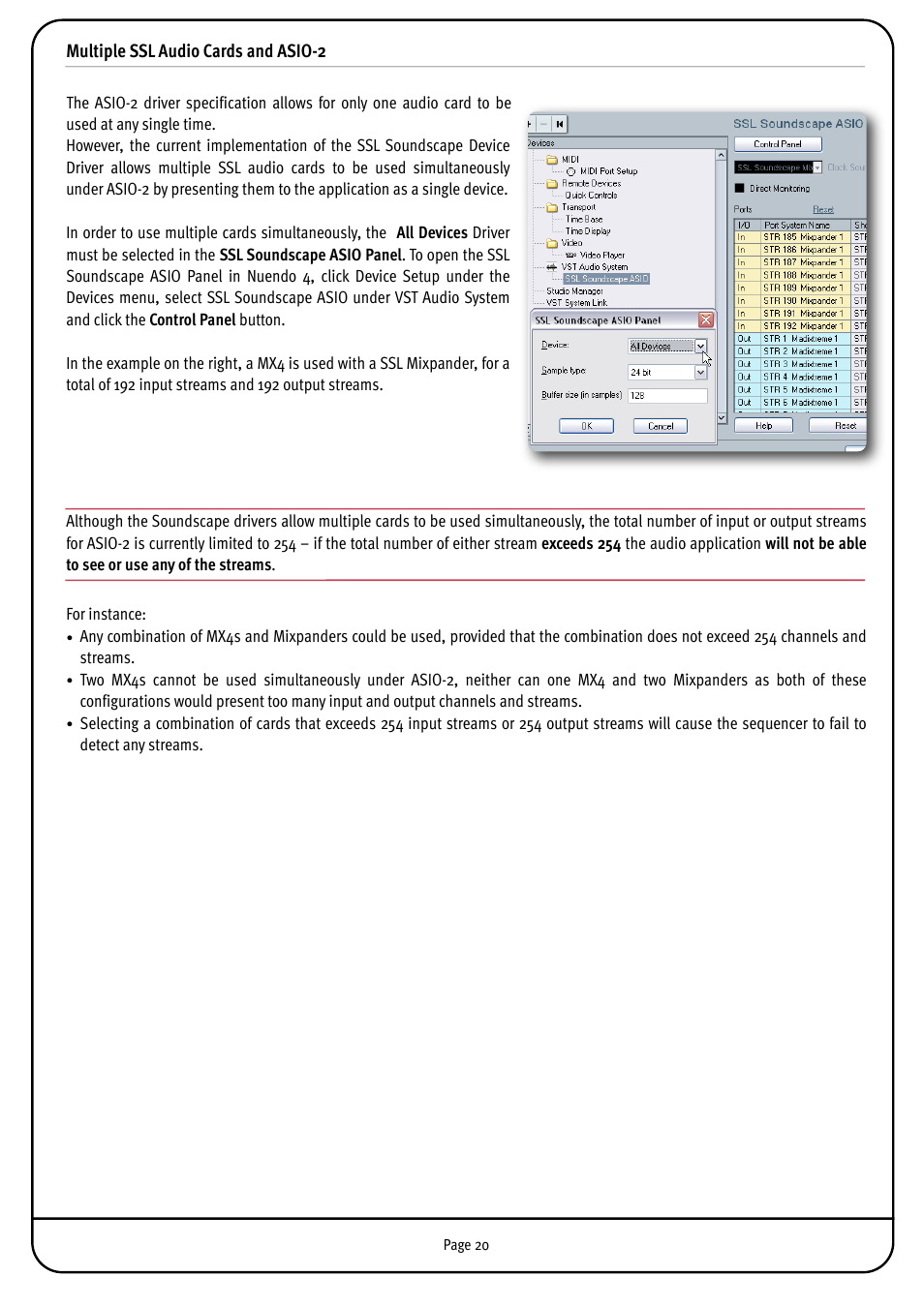 Multiple ssl audio cards and asio-2 | Solid State Logic MX4 User Manual | Page 20 / 26