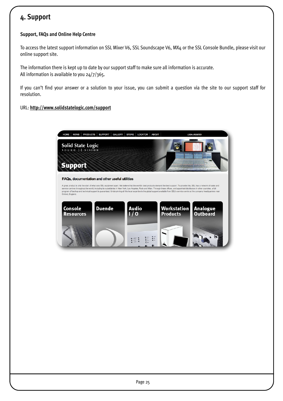 Support | Solid State Logic MX4 User Manual | Page 25 / 26