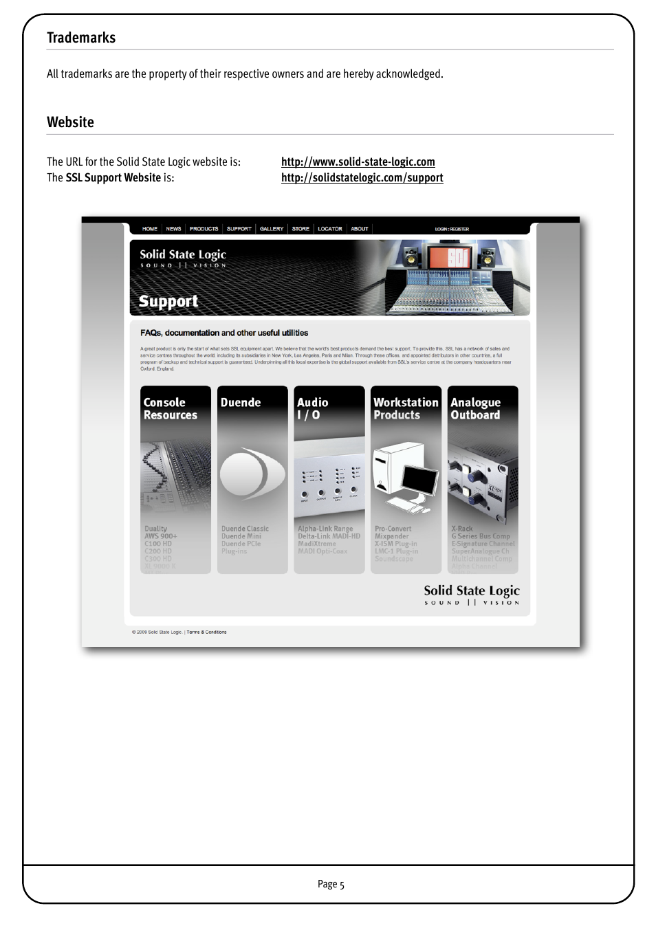 Trademarks, Website | Solid State Logic MX4 User Manual | Page 5 / 26