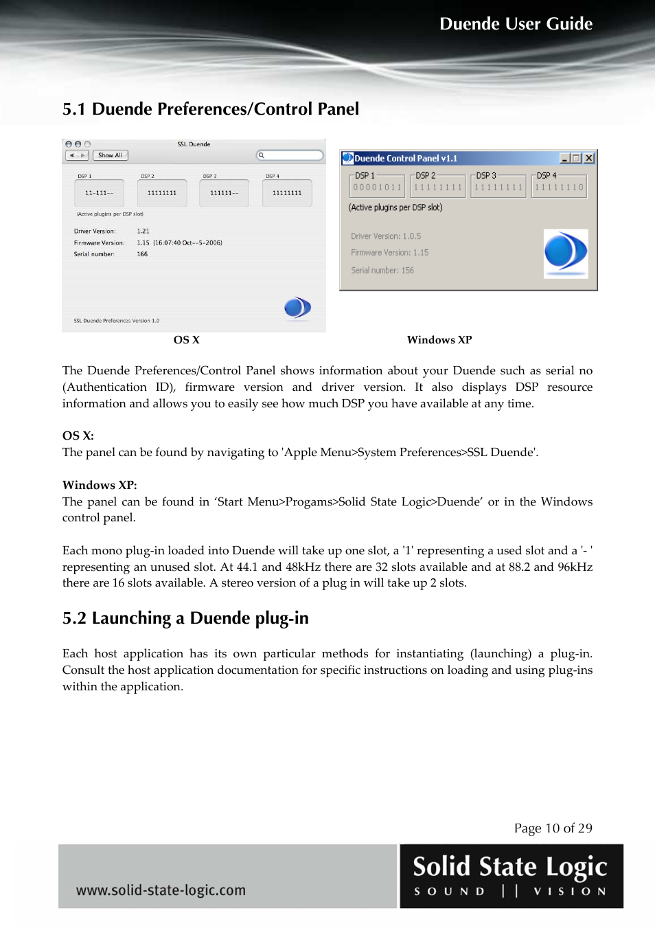 Duende user guide, 1 duende preferences/control panel, 2 launching a duende plug-in | Solid State Logic DUENDE User Manual | Page 10 / 29