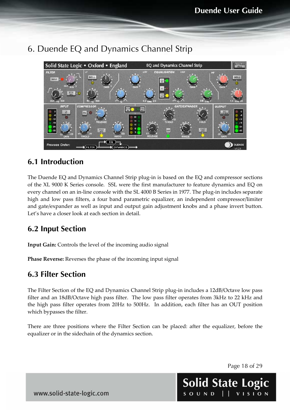 Duende eq and dynamics channel strip, Duende user guide, 1 introduction | Solid State Logic DUENDE User Manual | Page 18 / 29
