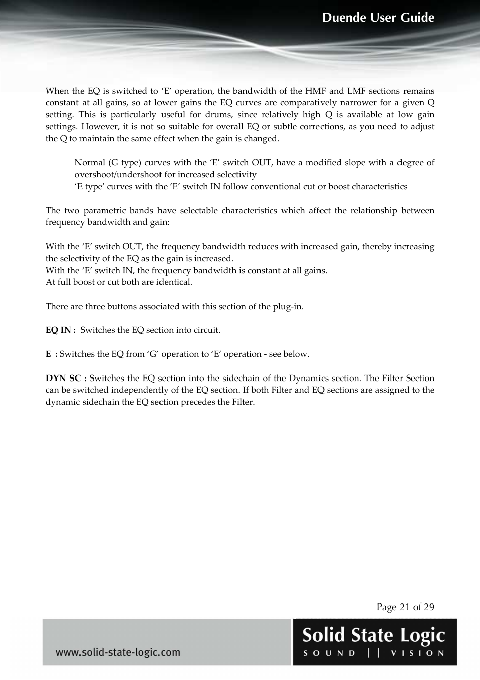 Duende user guide | Solid State Logic DUENDE User Manual | Page 21 / 29