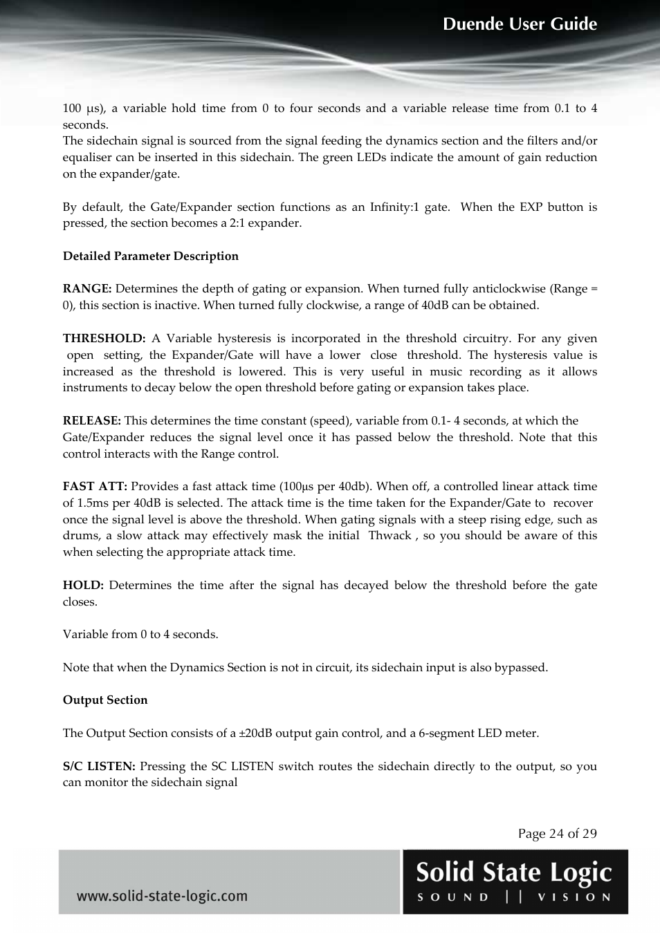 Duende user guide | Solid State Logic DUENDE User Manual | Page 24 / 29