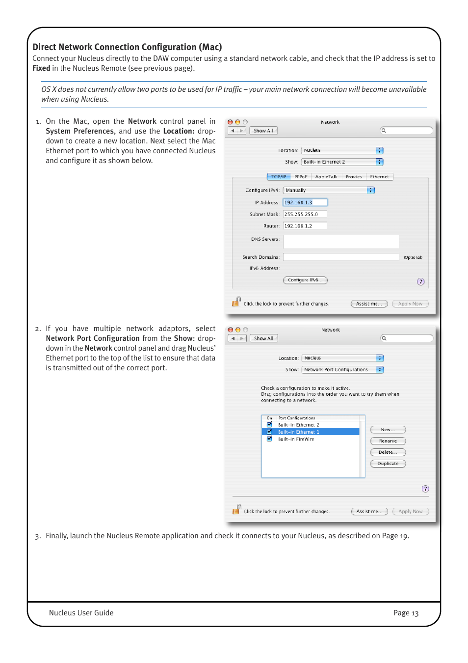 Direct network connection configuration (mac) | Solid State Logic 82BN0M01B User Manual | Page 17 / 52