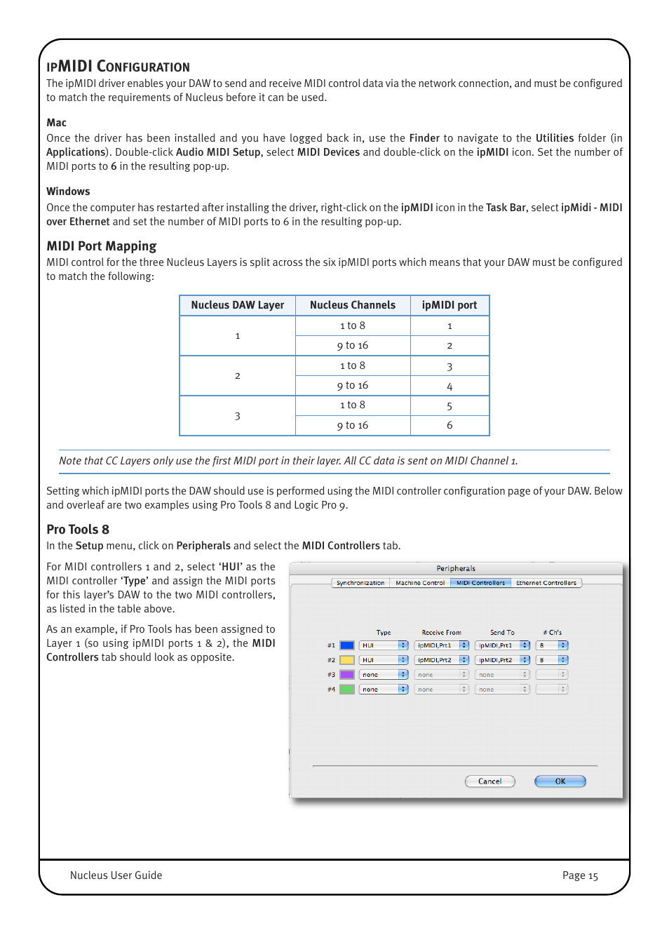 Ipmidi configuration, Midi port mapping, Pro tools 8 | Midi c | Solid State Logic 82BN0M01B User Manual | Page 19 / 52