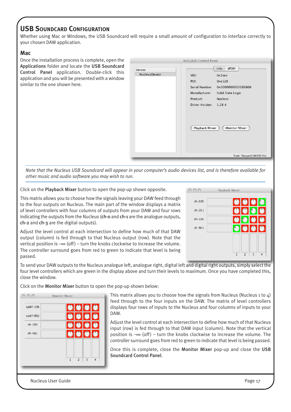 Usb soundcard configuration, Usb s | Solid State Logic 82BN0M01B User Manual | Page 21 / 52