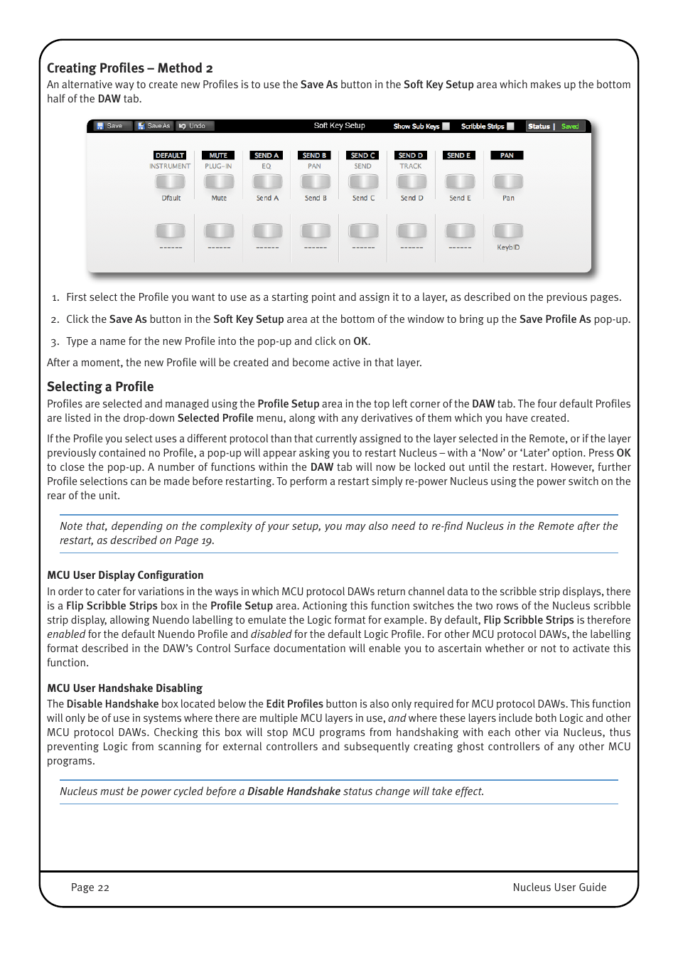 Creating profiles – method 2, Selecting a profile | Solid State Logic 82BN0M01B User Manual | Page 26 / 52
