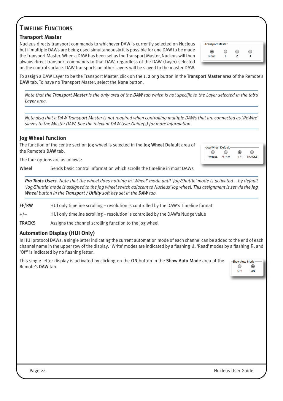 Timeline functions, Transport master, Jog wheel function | Automation display (hui only) | Solid State Logic 82BN0M01B User Manual | Page 28 / 52