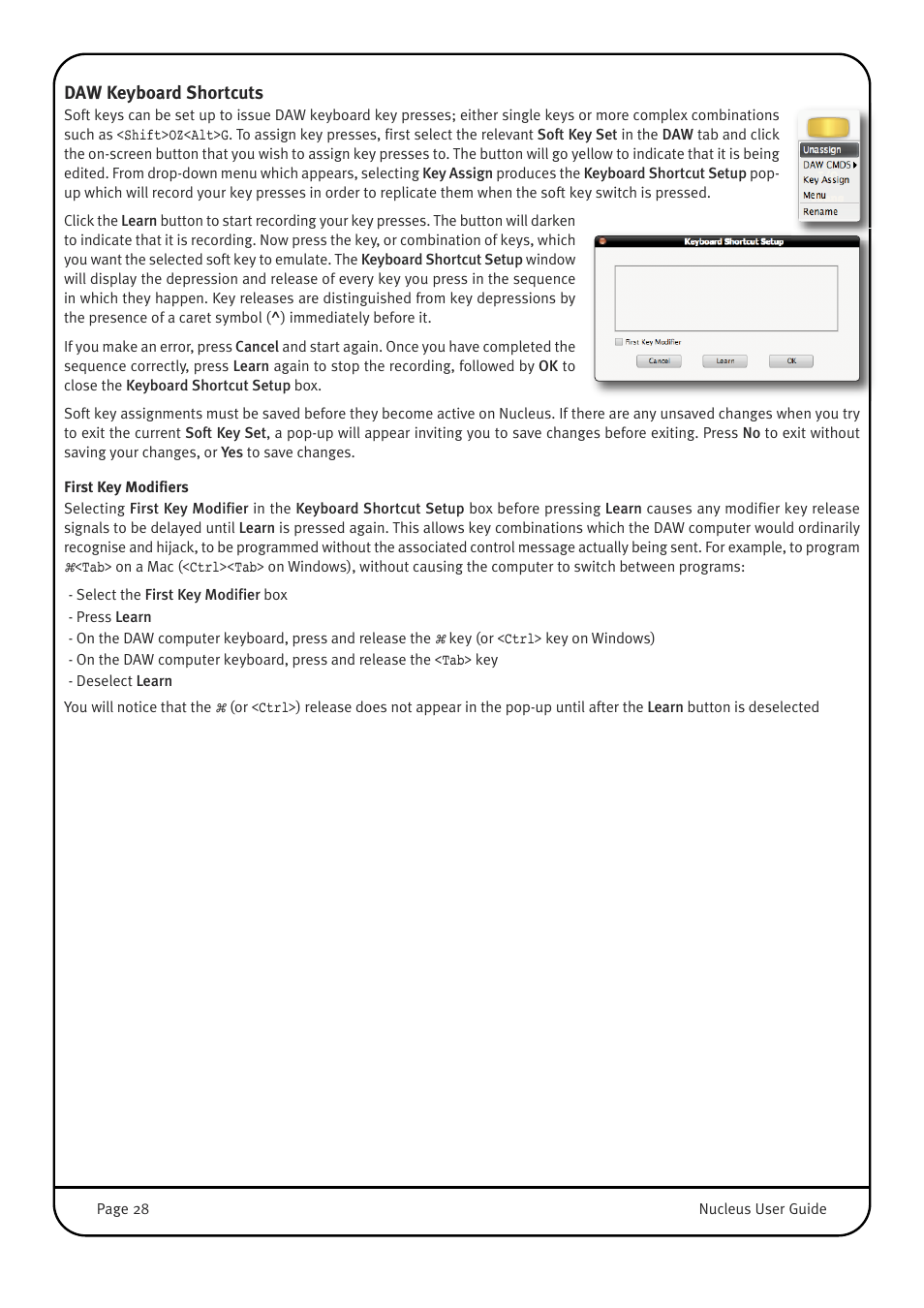 Daw keyboard shortcuts | Solid State Logic 82BN0M01B User Manual | Page 32 / 52
