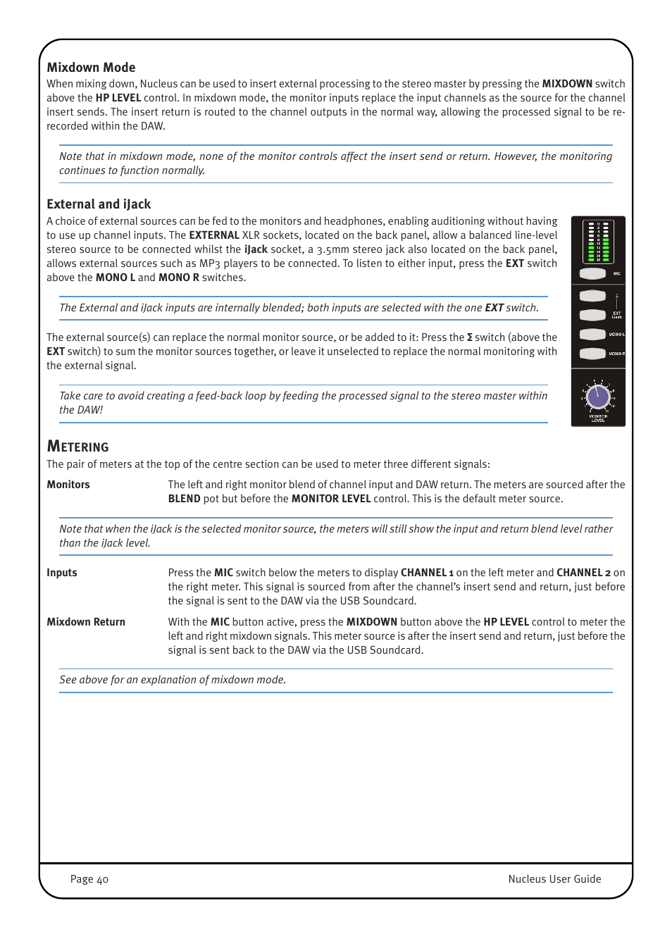 Mixdown mode, External and ijack, Metering | Solid State Logic 82BN0M01B User Manual | Page 44 / 52