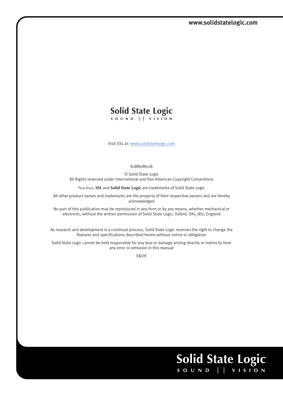 Solid State Logic 82BN0M01B User Manual | Page 52 / 52