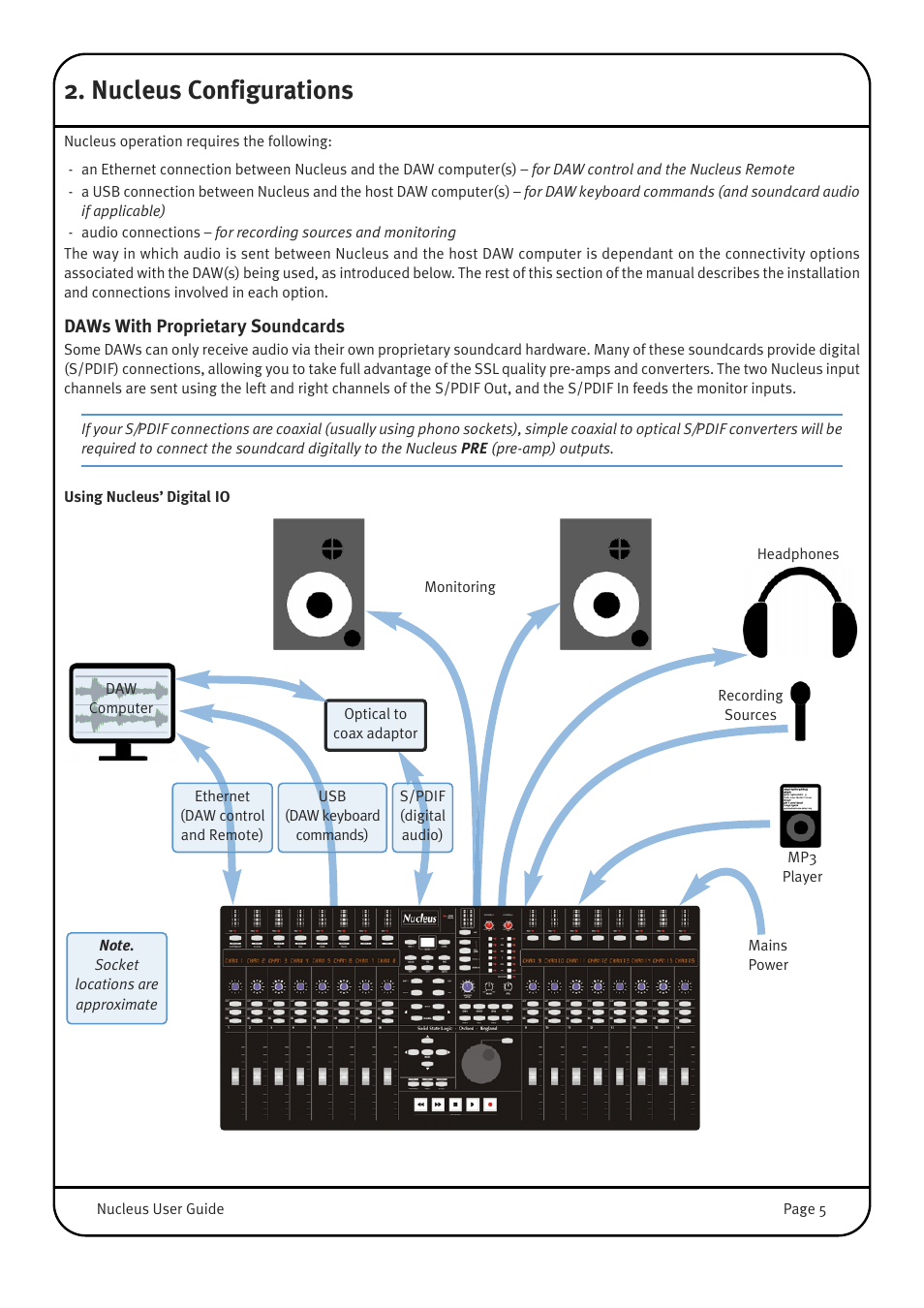 Nucleus configurations, Daws with proprietary soundcards | Solid State Logic 82BN0M01B User Manual | Page 9 / 52