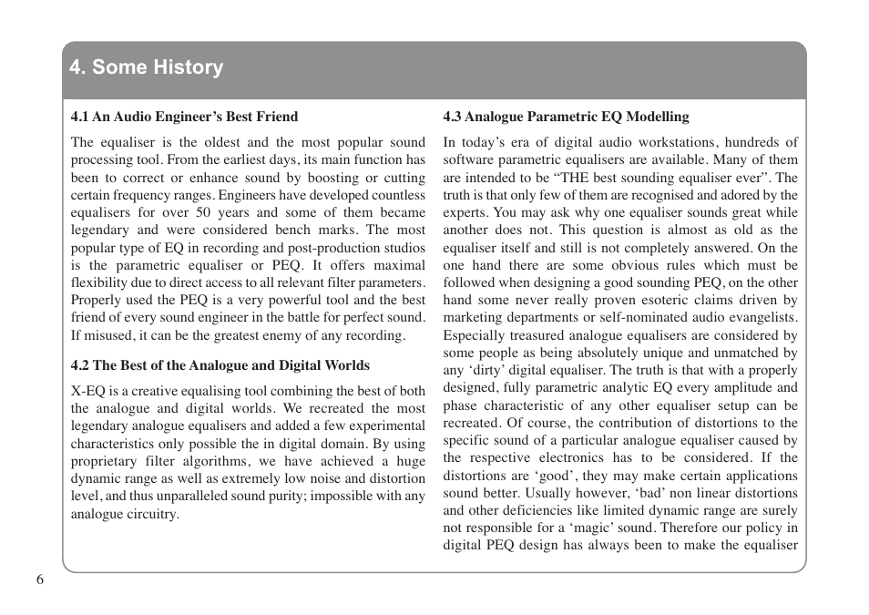 1 an audio engineer’s best friend, 2 the best of the analogue and digital worlds, 3 analogue parametric eq modelling | Some history | Solid State Logic X-EQ User Manual | Page 10 / 28